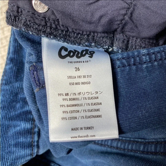 The Cords & Co Stella Designer Mid Indigo Corduroy Straight Leg 26 - Picture 12 of 13